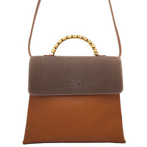 Loewe Velazquez 2way Leather twist Handle Handbag Brown